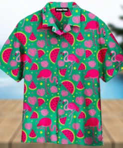 Pink Flamingos And Watermelon Aloha 3D Hawaiian Shirt Gift For Men And Women