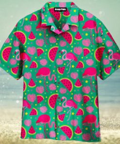 Pink Flamingos And Watermelon Aloha 3D Hawaiian Shirt Gift For Men And Women