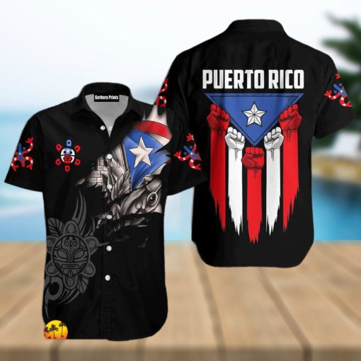 Puerto Rico Culture Black Aloha 3D Hawaii Shirts Summer For Mens And Womens