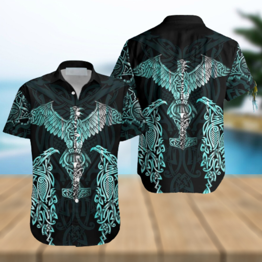 Raven And Skull Halloween 3D Hawaiian Shirt Summer Beach Gift For