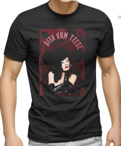 Red & Black Dita Von Teese Dot Texture Design Shirt