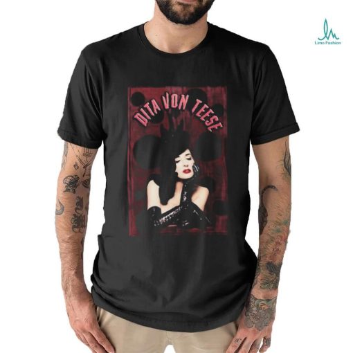 Red & Black Dita Von Teese Dot Texture Design Shirt