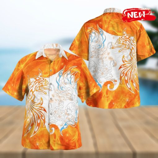 Regular And Alolan Ninetales Tribal Design Hawaiian Shirt and Short