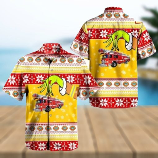 San Diego Fire rescue Department Aerial Ladder Ugly Christmas Hawaiian Shirt Cheap