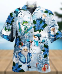 Santa Claus In Blue World Hawaiian Shirt