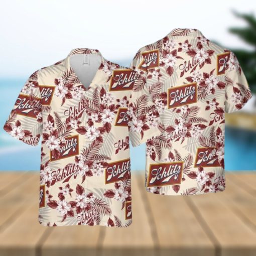 Schlitz Beer Flower Pattern Hawaiian Shirt