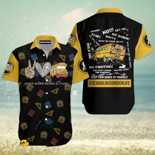 School Bus Driver Life Black Aloha 3D Hawaii Shirts Summer For Mens And Womens