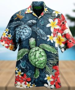 Sea Turtle Flowers Hawaiian Shirt