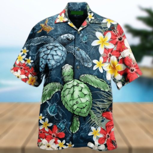 Sea Turtle Flowers Hawaiian Shirt