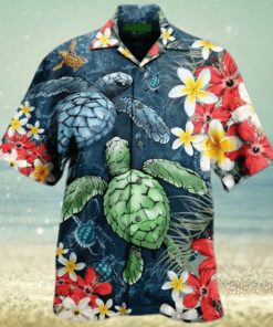 Sea Turtle Flowers Hawaiian Shirt