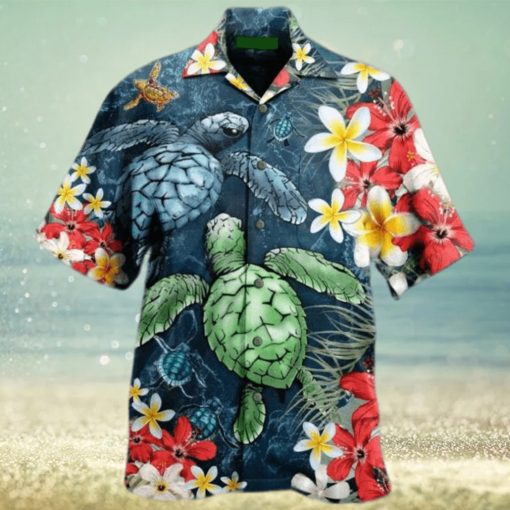 Sea Turtle Flowers Hawaiian Shirt