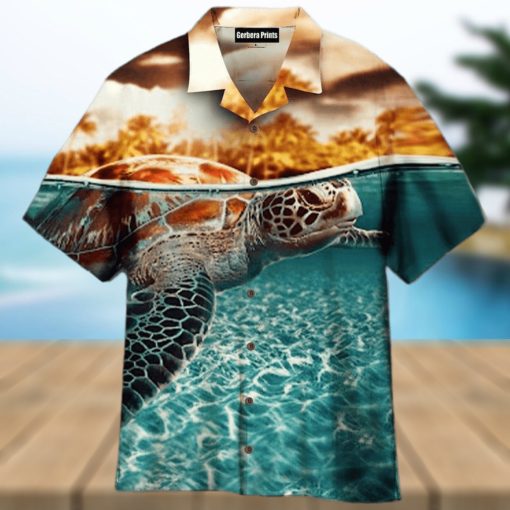 Sea Turtle Swimming Aloha 3D Hawaiian Shirt Gift For Men And Women