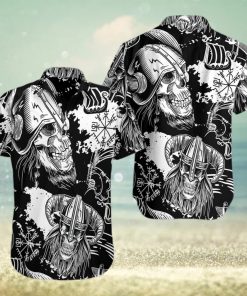 Seamless Pattern Skull In Viking Helmets Hawaiian Shirt