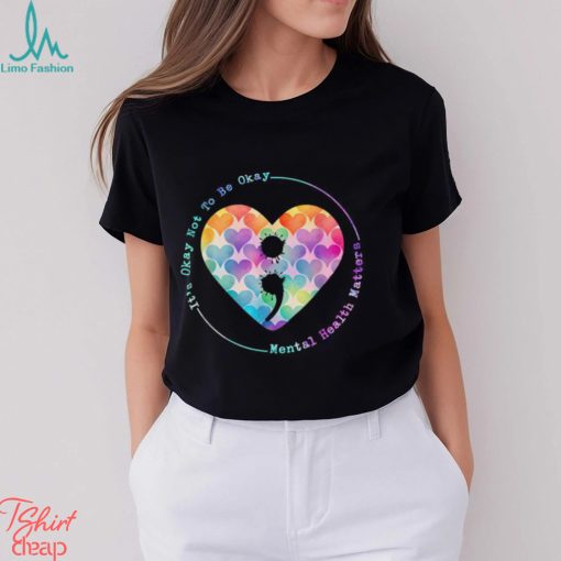 Semicolon Heart Suicide Prevention Mental Health Awareness T Shirt