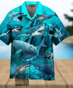 Shark Blue On The Beach Aloha 3D Hawaiian Shirt For Men And Women