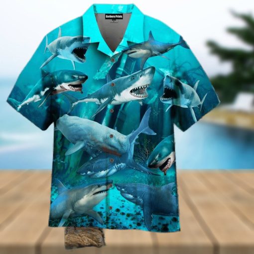 Shark Blue On The Beach Aloha 3D Hawaiian Shirt For Men And Women