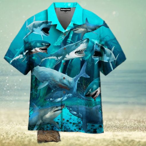 Shark Blue On The Beach Aloha 3D Hawaiian Shirt For Men And Women