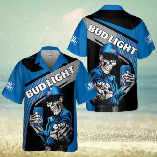 Skeleton With Bud Light Beer Hawaiian Shirt