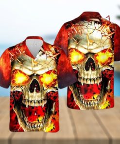 Skull Fire Aloha Hawaiian Shirt