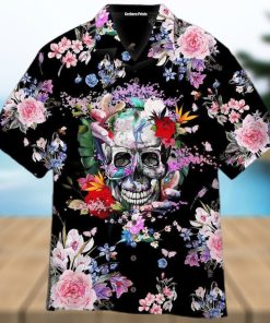 Skull Purple Flowers Pink Aloha 3D Hawaiian Shirt For Men And Women