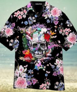 Skull Purple Flowers Pink Aloha 3D Hawaiian Shirt For Men And Women