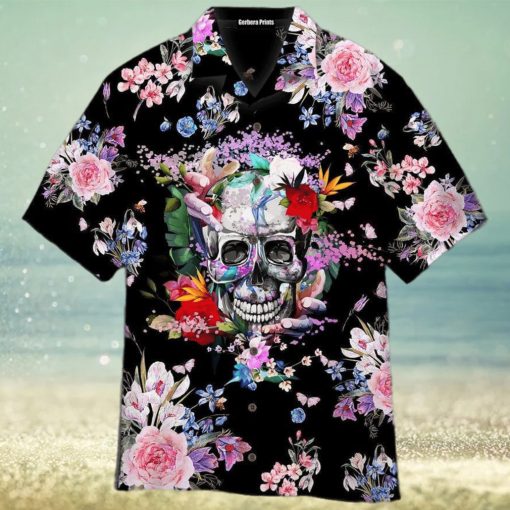 Skull Purple Flowers Pink Aloha 3D Hawaiian Shirt For Men And Women