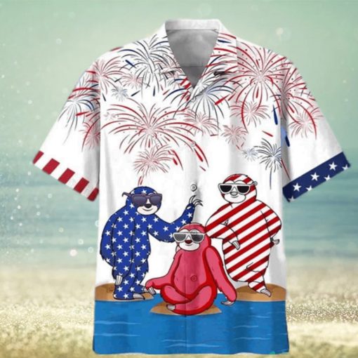 Sloths With Firework 4th Of July Hawaiian Shirt