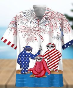 Sloths With Firework 4th Of July Hawaiian Shirt