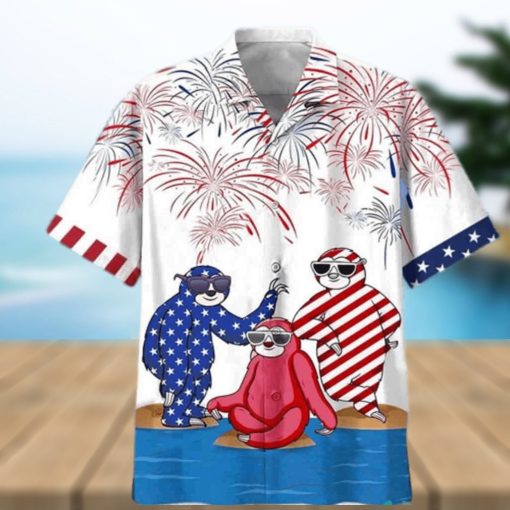 Sloths With Firework 4th Of July Hawaiian Shirt