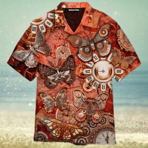 Steampunk Butterfly History Clock Aloha 3D Hawaiian Shirt Gift For Men And Women