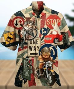 Super Cool Driving Cat Vintage Hawaiian Shirt