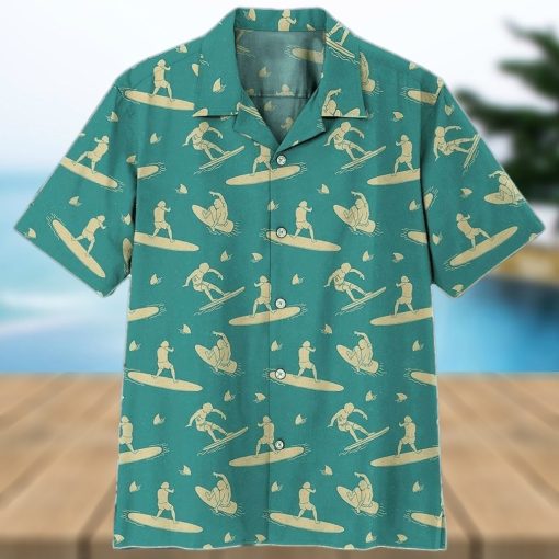 Surfing Blue And White Aloha 3D Hawaiian Shirt Gift For Men And Women