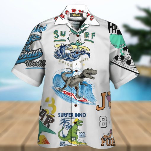 T Rex Surfing Hawaiian Shirt