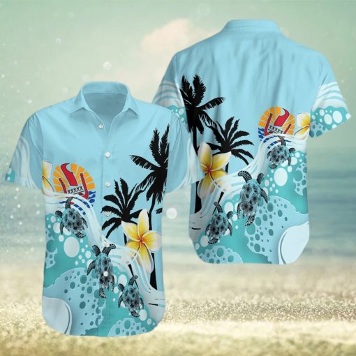 Tahiti Blue Turtle Hibiscus Hawaiian Shirt