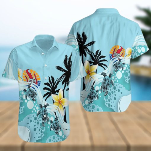 Tahiti Blue Turtle Hibiscus Hawaiian Shirt