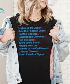 Tennessee Titans Lightning McQueen and just the football logo and Boston Bobcats and Indianapolis Cowboys and Red Stallions 2023 shirt