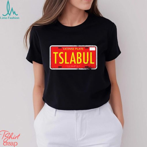 Tesla Bull License Plate Shirt