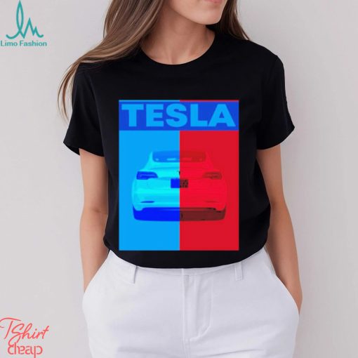 Tesla Rear End Red & Blue Art Shirt