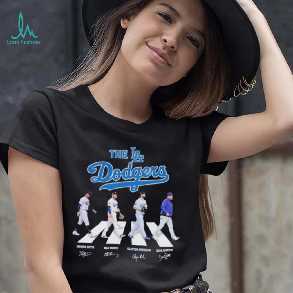 The Los Angeles Dodgers Betts Muncy Kershaw and Roberts abbey road 2023  signatures shirt - Limotees