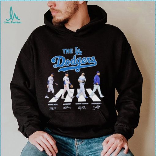The Los Angeles Dodgers Betts Muncy Kershaw and Roberts abbey road 2023 signatures shirt