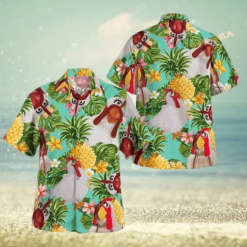 The Muppet Camilla The Chicken Pineapple Tropical 3D Funny Hawaiian Shirt