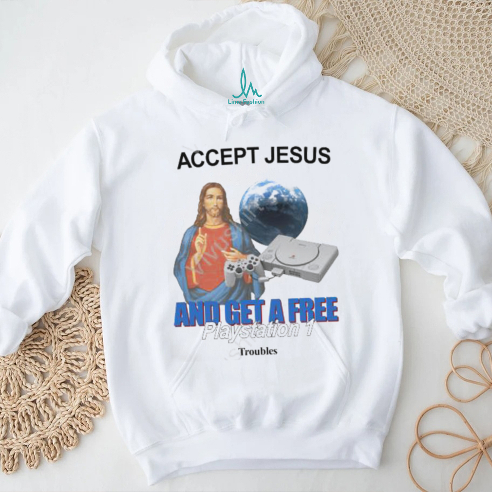 Thetroublecompany Accept Jesus And Get A Free Playstation 1 Long Sleeve Tee Shirt Thetroublecompany Accept Jesus And Get A Free Playstation 1 Long Sleeve Tee Shirt