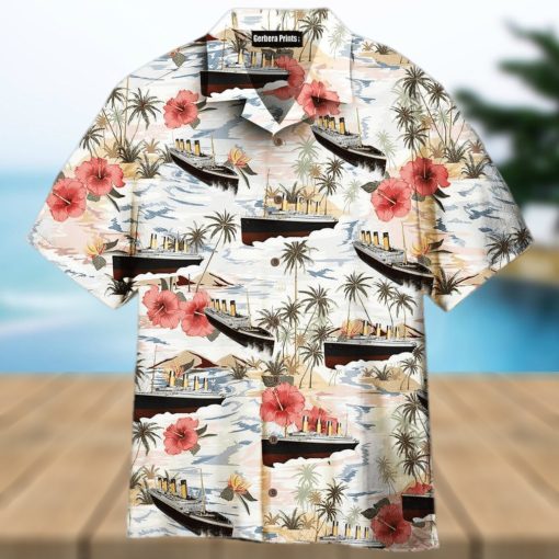 Titanic White And Pink Flowers Aloha 3D Hawaiian Shirt Gift For Men And Women