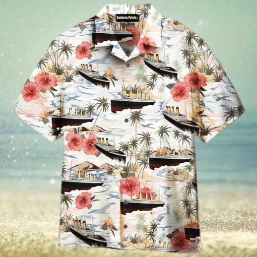 Titanic White And Pink Flowers Aloha 3D Hawaiian Shirt Gift For Men And Women