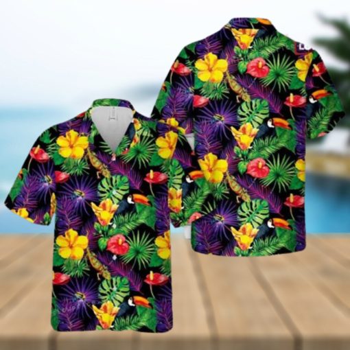 Tropical Leaves Toucan Bird Aloha Hawaiian Shirt