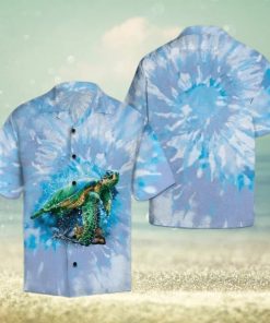 Turtle Blue Tie Dye Hawaiian Shirt