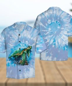 Turtle Blue Tie Dye Hawaiian Shirt