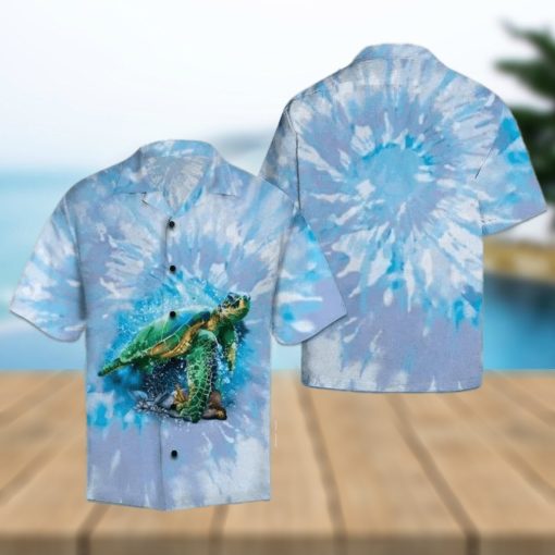 Turtle Blue Tie Dye Hawaiian Shirt