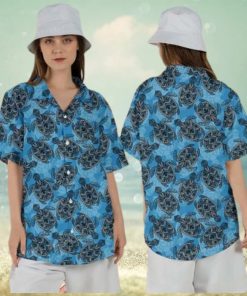 Turtle Button Up Hawaiian Shirt For Women