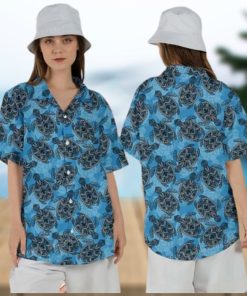 Turtle Button Up Hawaiian Shirt For Women